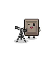 carpet astronomer mascot with a modern telescope vector