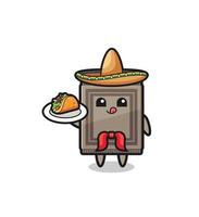 alfombra chef mexicano mascota sosteniendo un taco vector