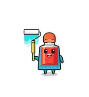 the toothpaste painter mascot with a paint roller vector