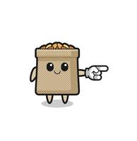 wheat sack mascot with pointing right gesture vector