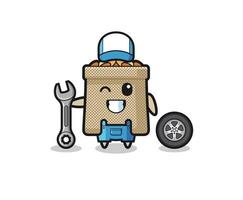 the wheat sack character as a mechanic mascot vector