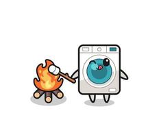 washing machine character is burning marshmallow vector