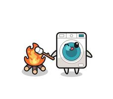 washing machine character is burning marshmallow vector