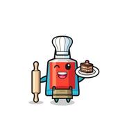 toothpaste as pastry chef mascot hold rolling pin vector