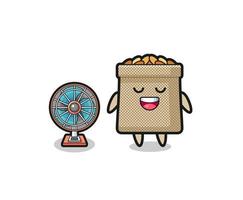 cute wheat sack is standing in front of the fan vector