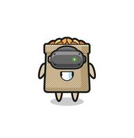 cute wheat sack using VR headset vector