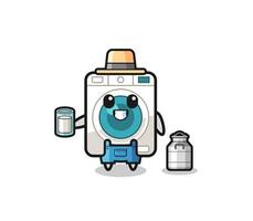 washing machine cartoon as the dairy farmer vector