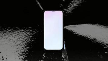renderização 3D do celular com tela sensível ao toque com respingos de água em fundo escuro isolado, smartphone à prova d'água