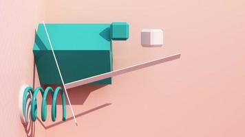 Minimal abstract geometric background with direct sunlight in shades of pastel color. Showcase scene with empty podium for product presentation 3d rendering animation loop video