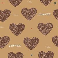 coffee beans seamless pattern Valentine day heart from coffee beans, vector illustration