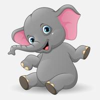 Cute baby elephant sitting isolated on white background vector