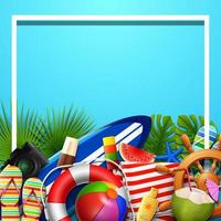 Summer holidays blank background. Top view of beach element collections vector