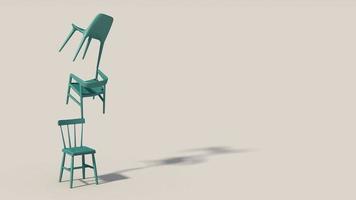Green chair spin. 3d rendering looped animation video