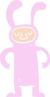 flat color illustration cartoon man dressed as a bunny vector