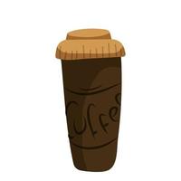 Coffee in a glass to go. Coffee drink take away. Vector