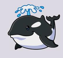 cute killer whale spray the water. isolated cartoon animal illustration. Flat Style Sticker Icon Design Premium Logo vector. Mascot Character vector