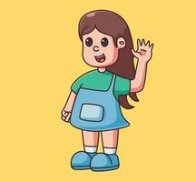 little children girl greeting cartoon vector