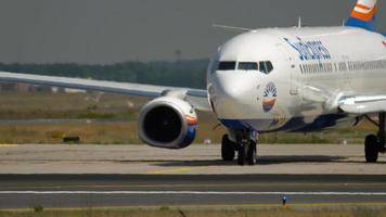 FRANKFURT AM MAIN, GERMANY JULY 18, 2017 - SunExpress Boeing 737 TC SEU before take off on runway 18. Fraport, Frankfurt, Germany video