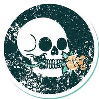 iconic distressed sticker tattoo style image of a skull vector