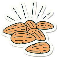 sticker of a tattoo style almonds vector