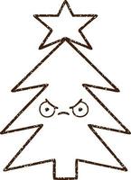 Christmas Tree Charcoal Drawing vector