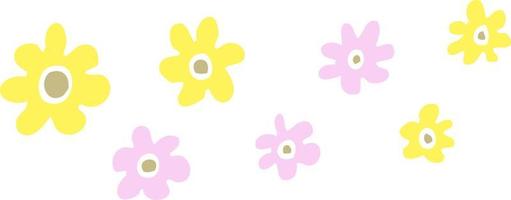 flat color illustration cartoon decorative flowers vector