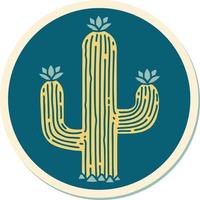 sticker of tattoo in traditional style of a cactus vector