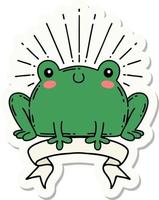 sticker of a tattoo style happy frog vector