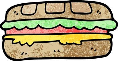 grunge textured illustration cartoon tasty sandwich vector