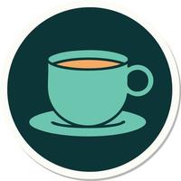 sticker of tattoo in traditional style of a cup of coffee vector