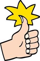 hand drawn doodle style cartoon thumbs up symbol vector