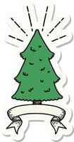 sticker of a tattoo style pine tree vector