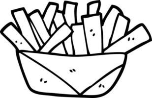 black and white cartoon french fries vector