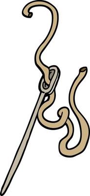hand drawn doodle style cartoon needle and thread