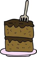 hand drawn doodle style cartoon slice of cake vector