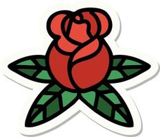 sticker of tattoo in traditional style of a single rose vector