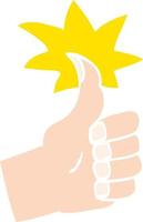 flat color illustration cartoon thumbs up symbol vector