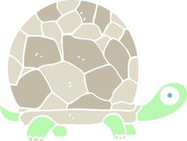 flat color illustration cartoon tortoise vector