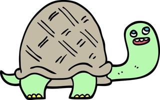 hand drawn doodle style cartoon happy turtle vector