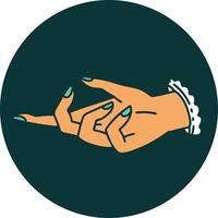 iconic tattoo style image of a hand vector