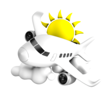 sonniger tag flugzeug flug 3d symbol illustration png