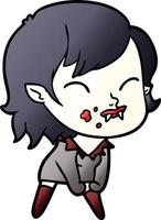 cartoon vampire girl with blood on cheek vector