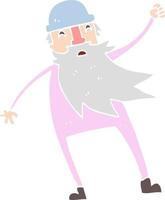 flat color illustration of old man in thermal underwear vector