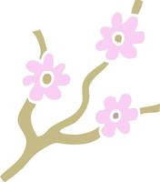 flat color illustration cartoon branches with flowers vector