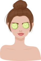 hermosa mujer spa máscara de ojos de pepino png