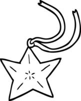 collar de estrella de dibujos animados en blanco y negro vector