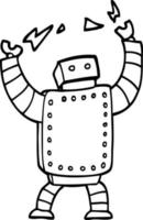 robot gigante de dibujos animados en blanco y negro vector