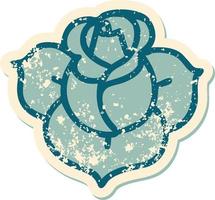 iconic distressed sticker tattoo style image of a flower vector