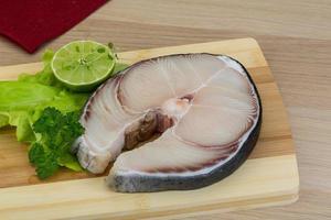 Raw blue shark steak photo