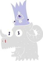 flat color illustration of ram head with magical crown vector